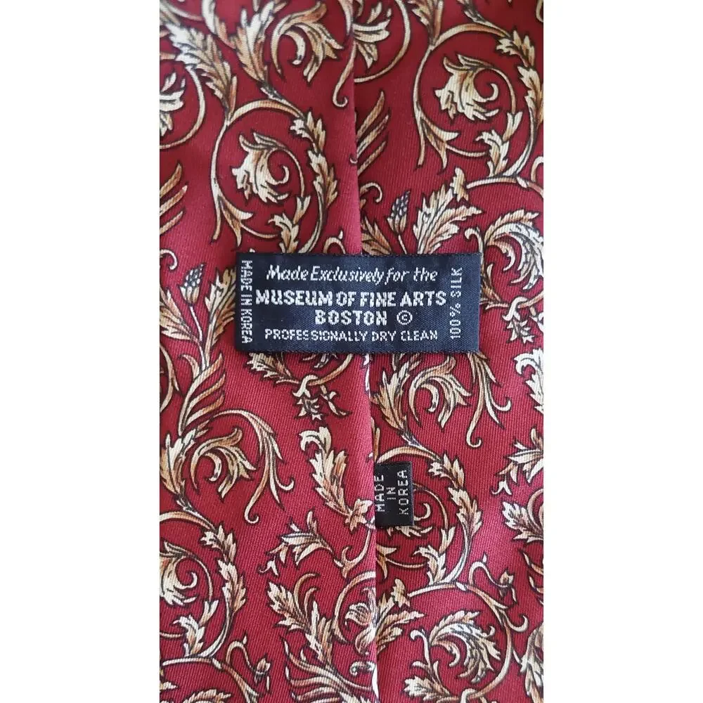 Museum of Fine Arts Boston Maroon Gold Flourish Baroque Silj Neck Tie